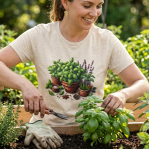 Camiseta Dama de Plantas de Manjericão de Jardim