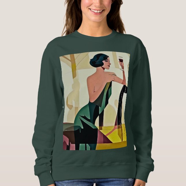 Camiseta Dama Deco em Arte Moderna Verde (Frente)