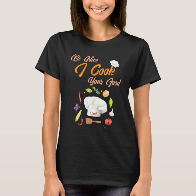 Camiseta Dama do Almoço Eu Cozinho Sua Comida Funcionária d (Frente)