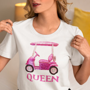 Camiseta Dama do Carte de Golfe Rosa Sequência Faux