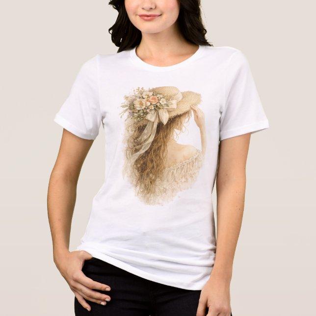 Camiseta Dama do Chapéu de Flores (Frente)