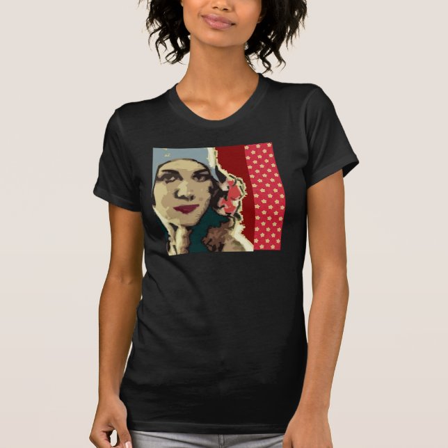 Camiseta Dama dos Anos 20 com Chapéu Azul Pop Art (Frente)