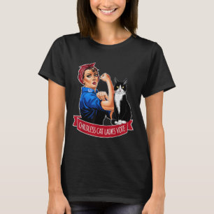 Camiseta Damas de Gato sem Filhos Vote Rosie A Riveter Mulh