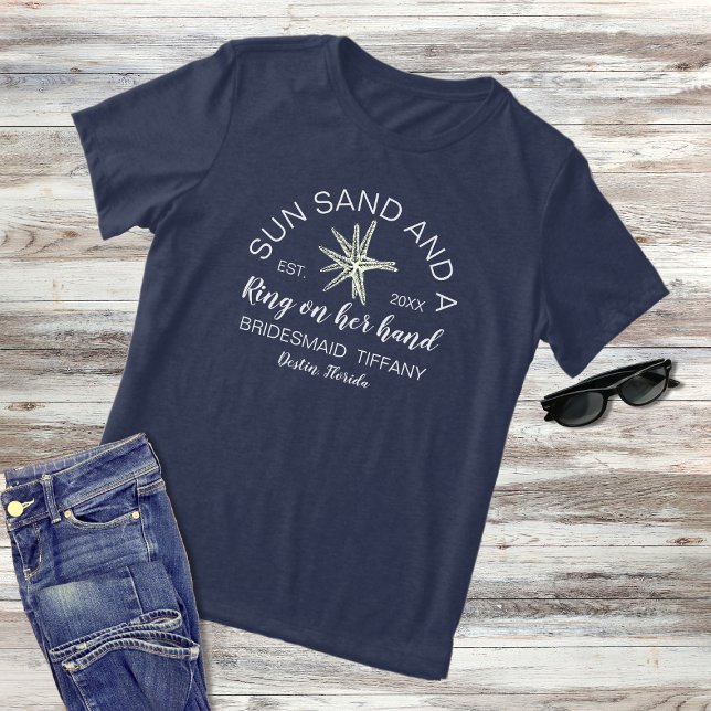Camiseta Damas de honra da Noiva Solteira de Praia Moderna  (Criador carregado)
