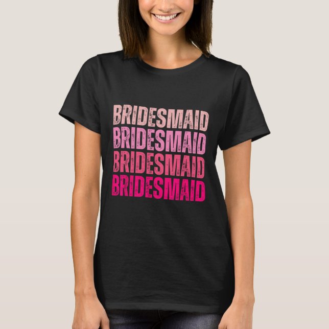 Camiseta Damas de Honra Equipe Eu Aceito Tripulação Rosa De (Frente)