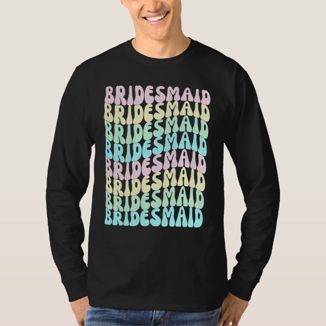 Camiseta Damas de Honra Eu Faço Tripulação Retro Despedida  (Frente)