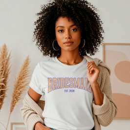 Camiseta Damas de honra laranja + bege listrado azul marinh
