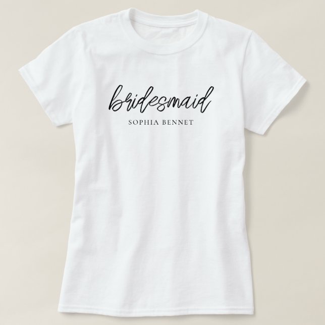 Camiseta Damas de Honra Personalizadas com Letra Minimalist (Frente do Design)