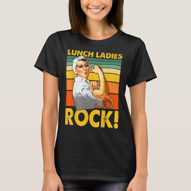 Camiseta Damas do Almoço Rock Trabalhadora da Cafeteria  Se (Frente)