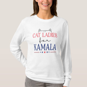 Camiseta Damas dos Gatos para Kamala Gato Divertido 2024 Pr