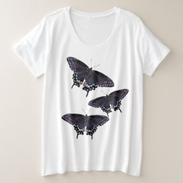 Camiseta Damas Mais Tamanho Tee Black Swallowtail
