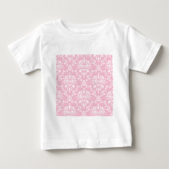 Camiseta Damasco Rosa e Branco (Frente)
