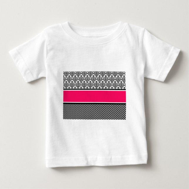 Camiseta damasco rosa quente (Frente)
