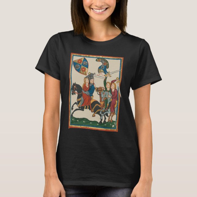 Camiseta Damsel Em Perigo, Arte Medieval Do Século 14 (Frente)