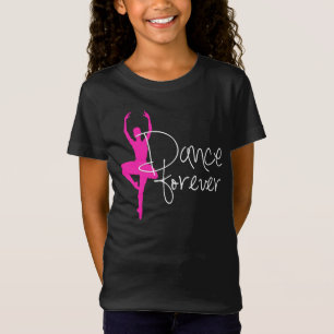 Camiseta Dança da silhueta do dançarino do rosa quente para