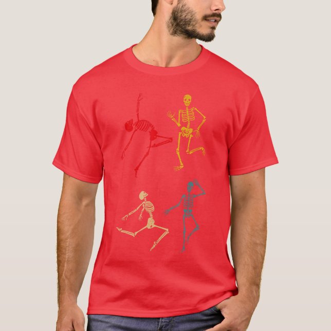 Camiseta Dança Dançarina Esqueleto Dia das Bruxas Maluco (Frente)