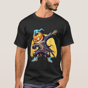 Camiseta Dança de abbing Skeleton sem cabeça Pumpkin Dab Bo
