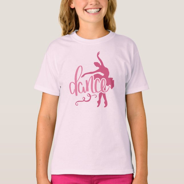 Camiseta Dança de Balé Silhoule Rosa Ballerina  (Frente)