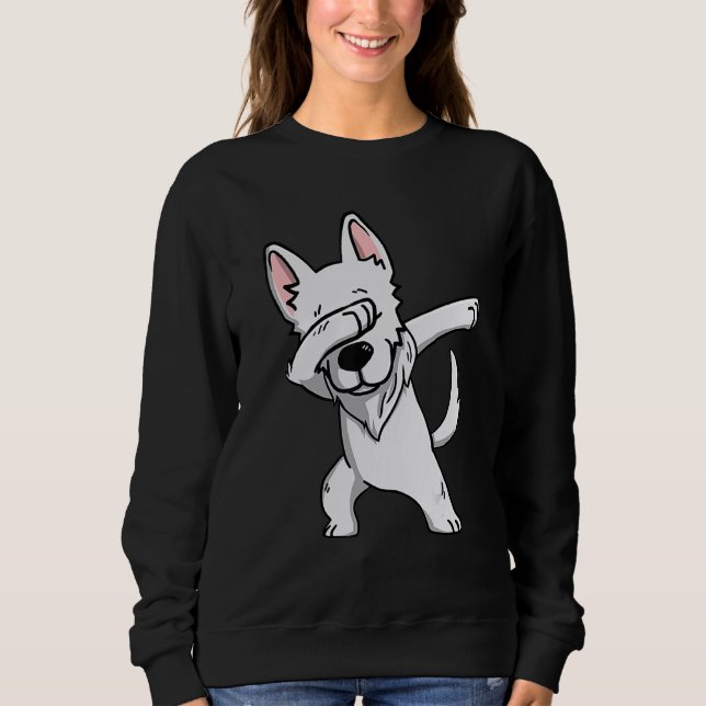 Camiseta Dança De Cachorro Branco German shepherd (Frente)