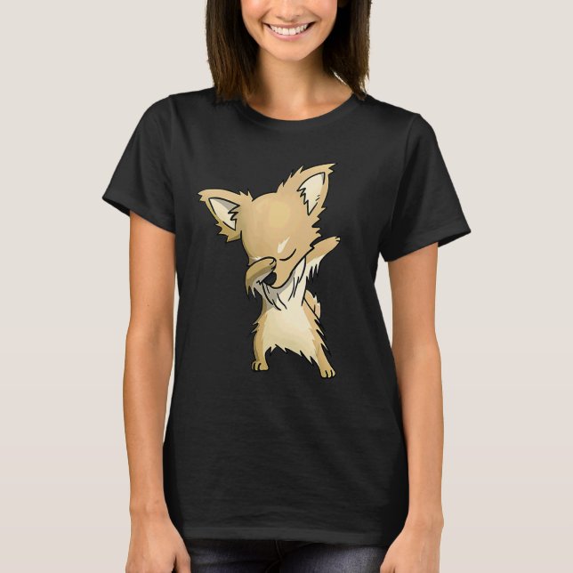 Camiseta Dança De Cachorro De Cabelo Longo De Chihuahua (Frente)