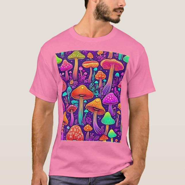 Camiseta Dança de Cogumelos Neon Flores (Frente)