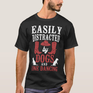 Camiseta Dança De Linha Facilmente Distraída Por Cães E Lin