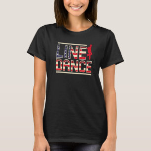 Camiseta Dança de Linha Vintage EUA Bandeira Dança Country