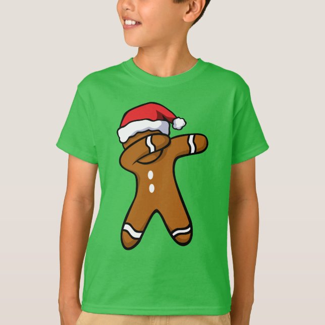 Camiseta Dança de Natal Dabbing Gingercake Man Cookie (Frente)