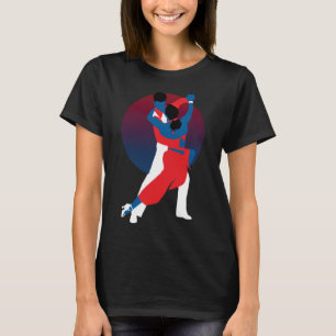 Camiseta dança de Tango, Vetor Vermelho e Azul