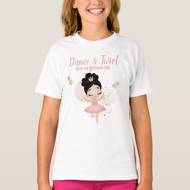 Camiseta Dança e Twirl, Princesa Ballerina com Tiara Aniver (Frente)