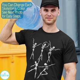 Camiseta Dança Esqueleto assustador bailarinas engraçadas H