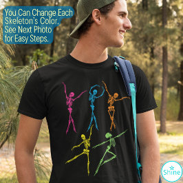 Camiseta Dança Esqueleto assustador Dia de as Bruxas engraç