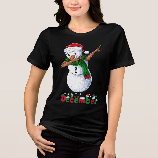 Camiseta dança estranha do boneco de neve (Frente)
