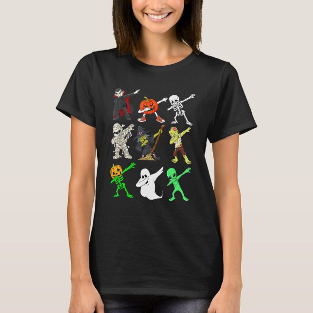 Camiseta Dança Fantasma de Zombie Vampire Funny Skeleton (Frente)