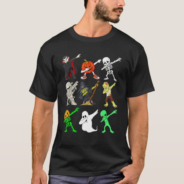 Camiseta Dança Fantasma de Zombie Vampire Funny Skeleton (Frente)