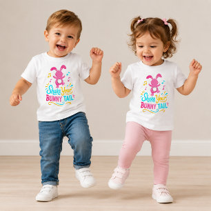 Camiseta Dança Feliz Coelho Rosa Sacuda Seu Rabo de Coelho