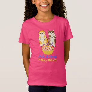 Camiseta Dança Feliz de Leite e Cereal com Gatinhos
