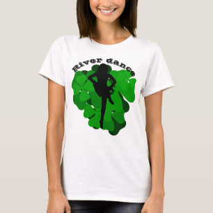 Camiseta Dança fluvial, dança irlandesa, trevo verde/shamro