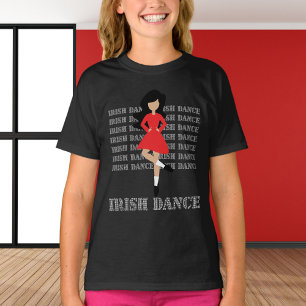 Camiseta Dança Irlandesa Tipografia do Cabelo Negro Dançari