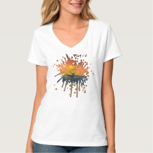 Camiseta Dança no Brilho do Pôr do Sol obra de arte feita