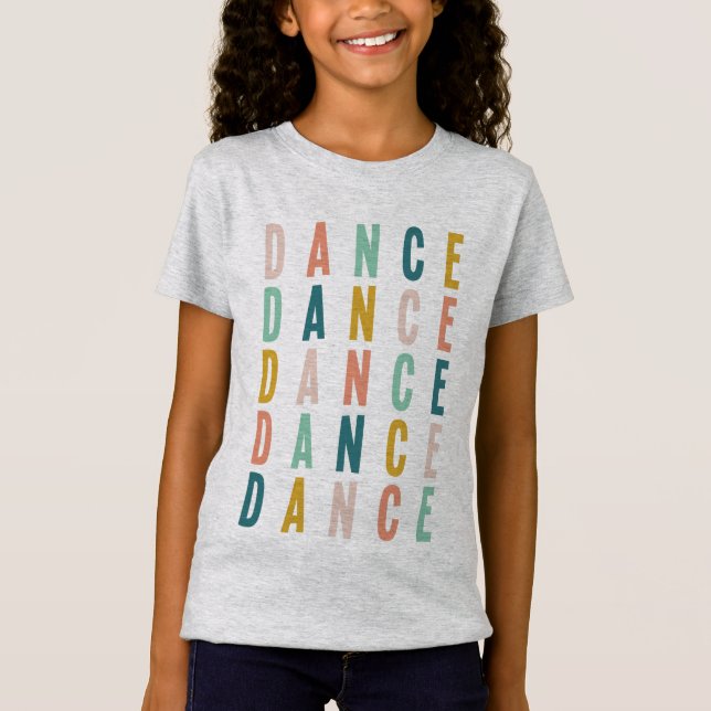 Camiseta Dança | Tipografia Simples Colorida Dançarina (Frente)