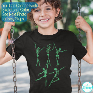 Camiseta Dançando balé de esqueleto dançarino verde estranh