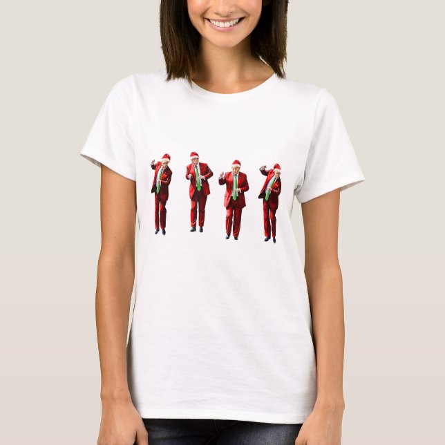 Camiseta Dançando Donald Trump Christmas MAGA (Frente)