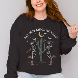 Camiseta Dançando esqueleto Boot Scoot Western Halloween