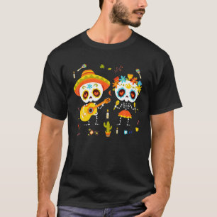 Camiseta Dançando Esqueleto Guitarra Criança Menino Dia D