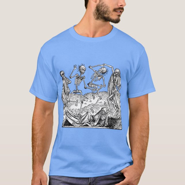 Camiseta Dançando esqueletos Nuremberg Chronicle (Frente)