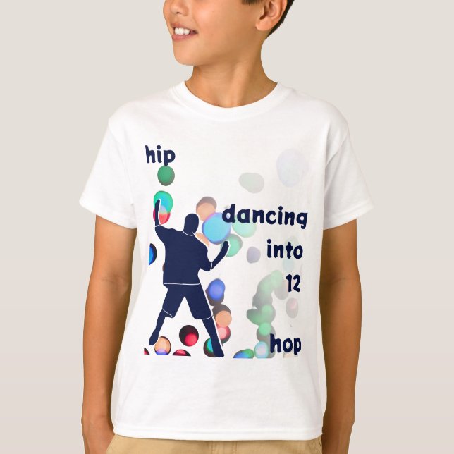Camiseta Dançando Hip Hop para o 12º Aniversário (Frente)