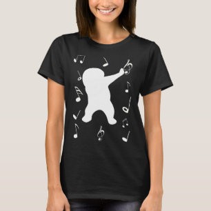 Camiseta dançando o homem dança com a nota de música