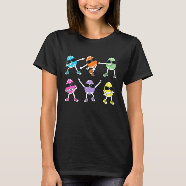 Camiseta Dançando Ovos Páscoa Dia Dança Desafio Garotas (Frente)