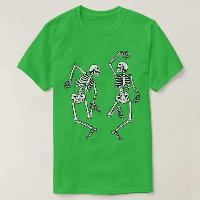 Camiseta Dançando Skeleton Gothic Gótico Spooky Womens Hall (Frente do Design)
